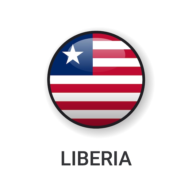 Vector realistic round liberia flag icon vector isolated on white background for sport match icon