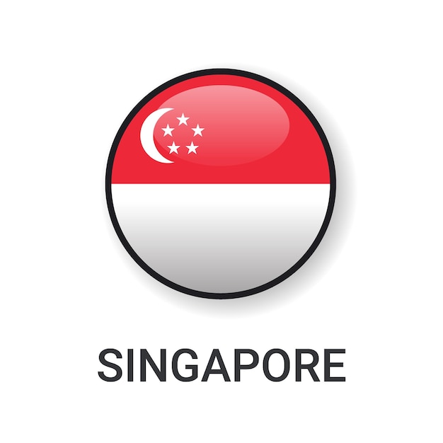 Realistic round singapore flag icon vector isolated on white background for sport match icon