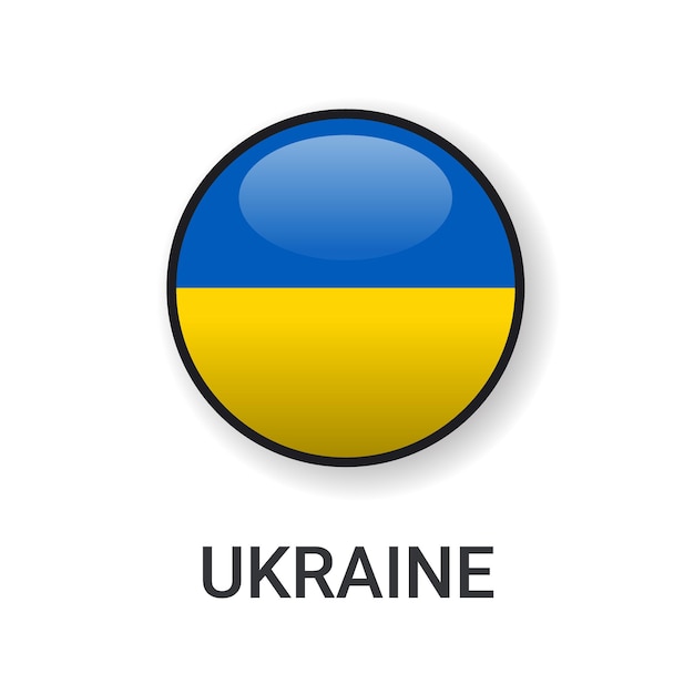 Realistic round ukraine flag icon vector isolated on white background for sport match icon