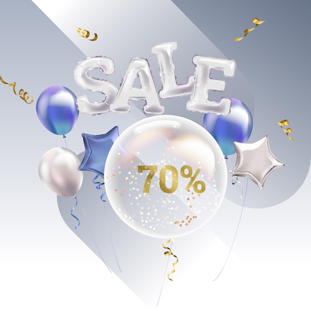 Realistic sale background with balloons