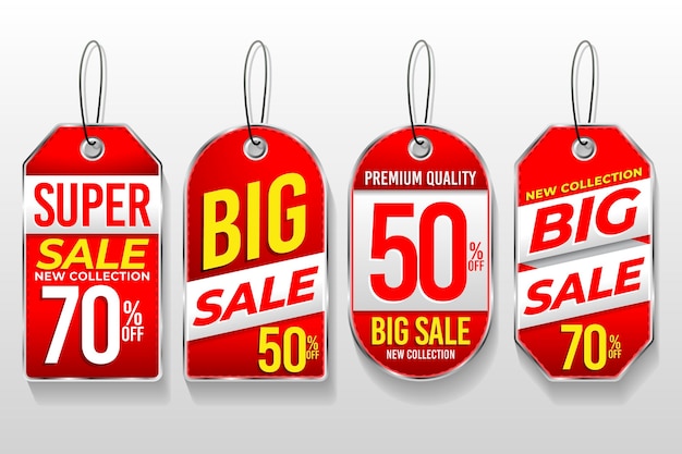 Realistic sale tags set