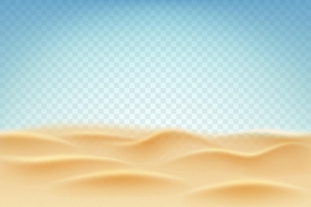 Realistic sand Playa beach Stones and sandy dunes Tropical desert background 3D sea coast Ocean bottom River waves Dry nature panorama Sahara scenery Vector realistic pattern