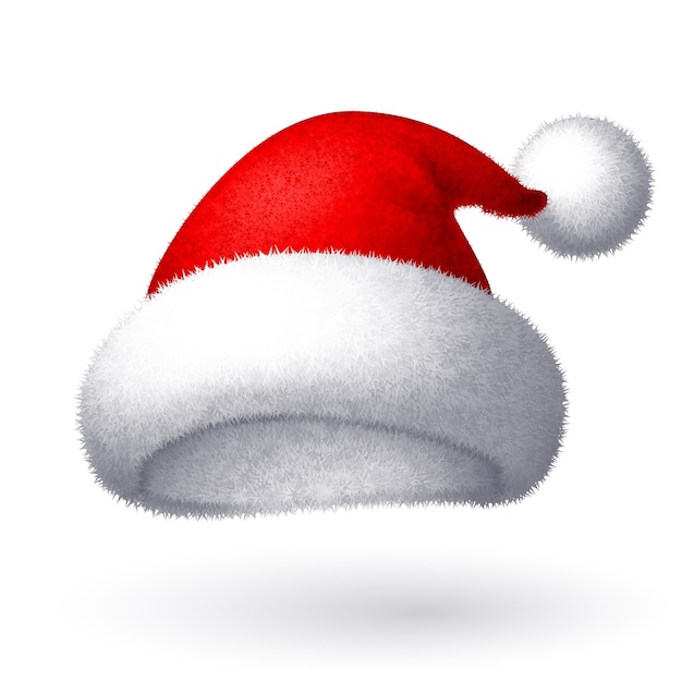 Realistic Santa hat isolated on white background