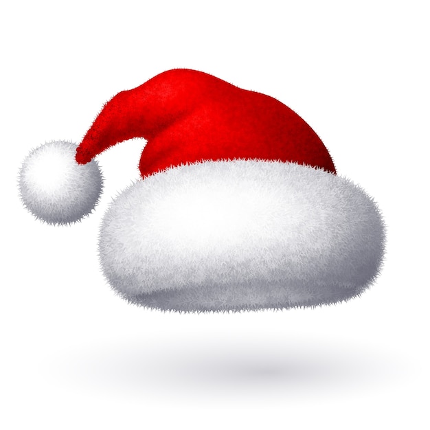 Реалистичная шляпа Санта, изолированные на белом фоне