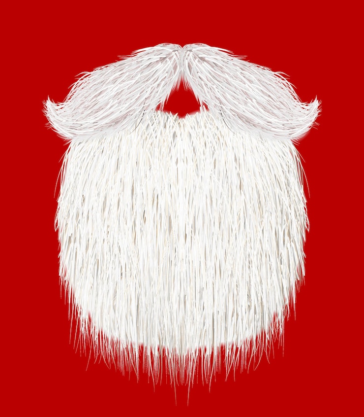 Vector 현실적인 santas 수염 산타 클로스 콧수염 빨간색 격리 된 bg에 가짜 머리 벡터 일러스트 레이 션