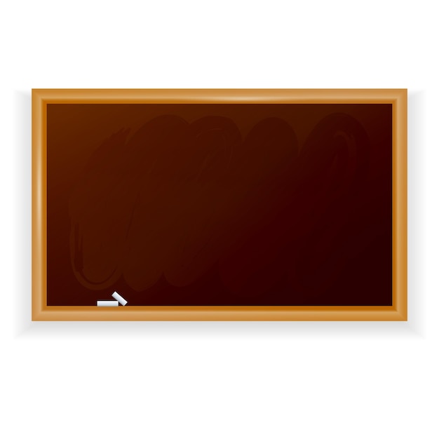 Realistic school blackboard isolated on white background. Cartoon school chalkboard in brown color.