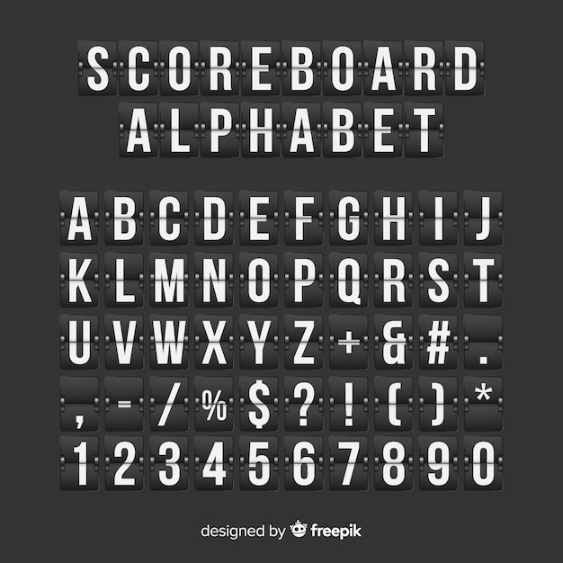 Realistic scoreboard alphabet