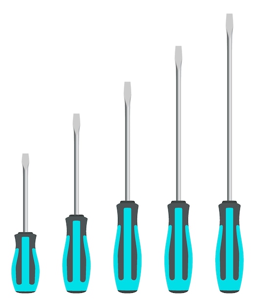 Vector realistic screwdriver set vector illustration the flatblade screwdrivers