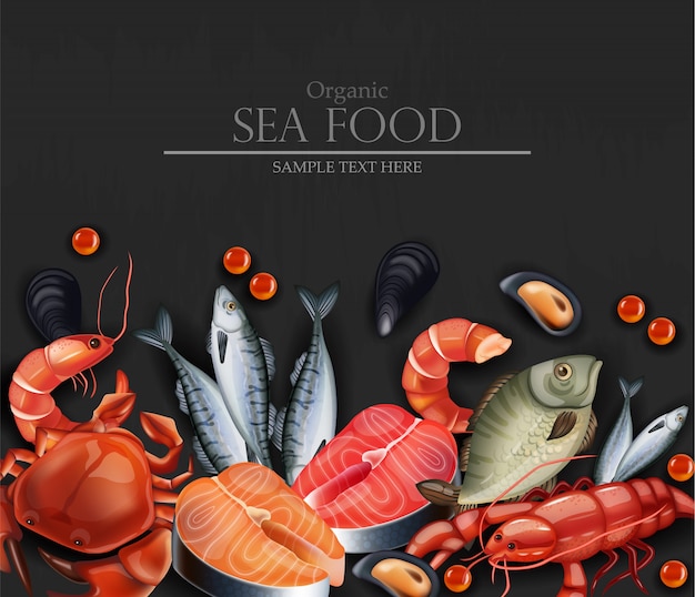 Realistic seafood card