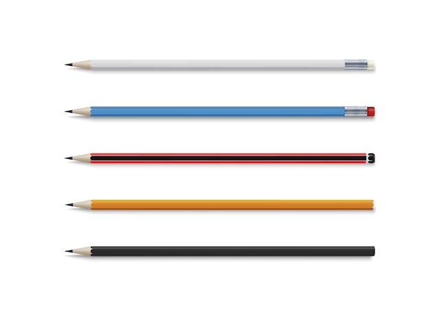 Realistic  set of classic simple wooden graphite pencils.