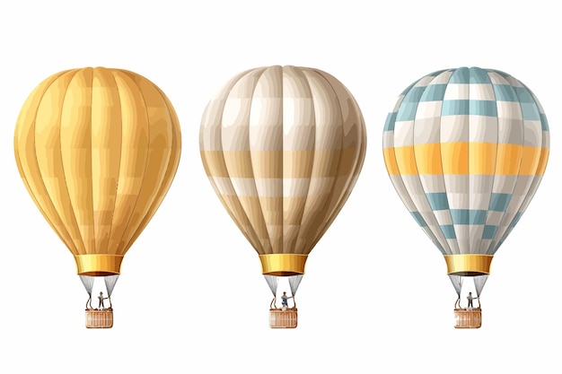 Vector realistic set of hot air balloon mockups isolated on transparent background vector cartoon flat elements isolated on background