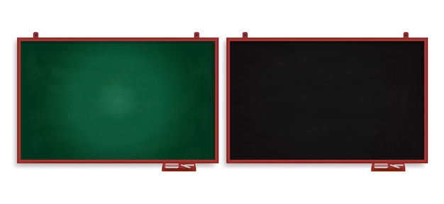 ベクトル 緑の黒板と黒い黒板のベクトル図の現実的なセット