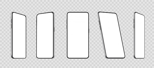 Realistic set smartphones at different angles