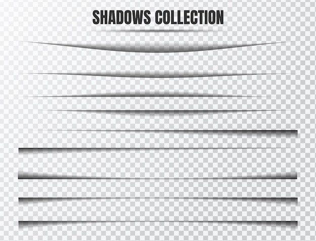 Realistic shadow effect vector set separate components on transparent
