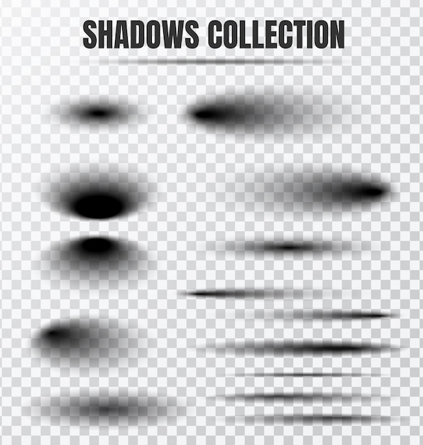 Realistic shadow effect vector set Separate components on transparent 
