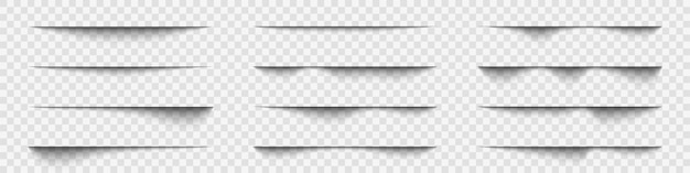 Вектор Реалистичные тени бумажные прозрачные тени эффект наложения теней разделительные линии набор векторных иллюстраций