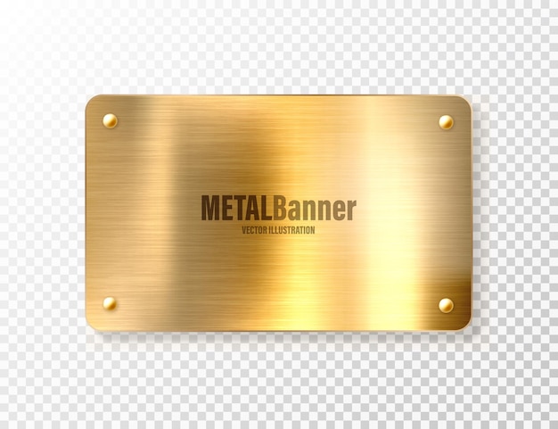 Vector realistic shiny metal banner brushed steel plate polished copper metal surface vector illustration