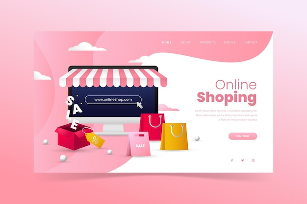 Vector realistic shopping online landing page