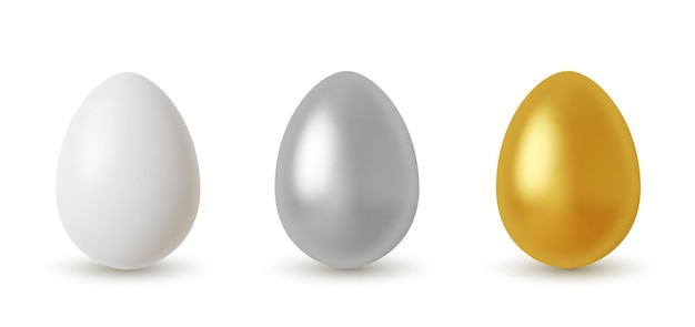 Realistic silver and golden glitter eggs