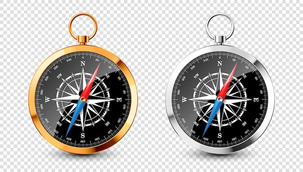 現実的な銀色の金色のヴィンテージコンパスと海風のバラと北東の枢軸方向