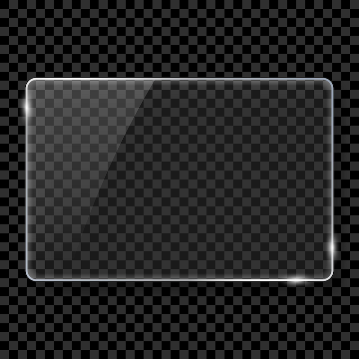 Vector realistic silver rectangle frame glass clear shiny frame glass plate on transparent background