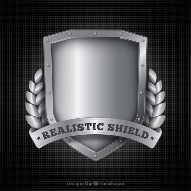 Vector realistic silver shield background