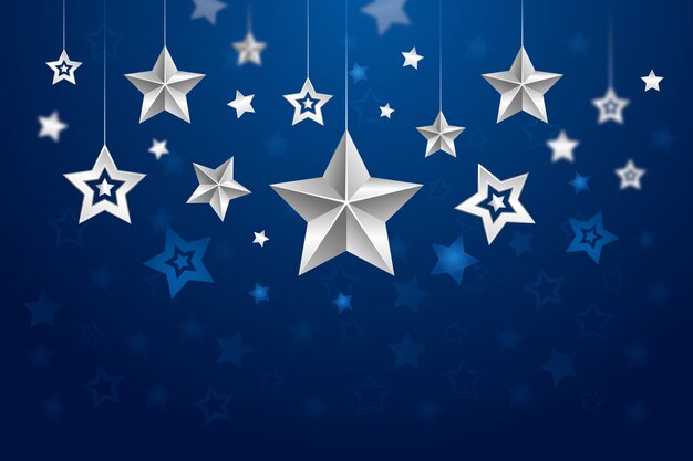 Realistic silver stars background