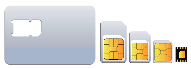 Vettore sim card realistica cellulare o cellulare sim card o cellulare con chip set