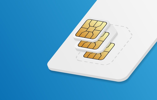 Sim card realistica in diverse dimensioni