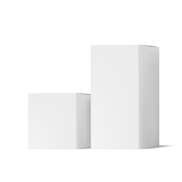 Vector realistic simple paper box packaging with shadow