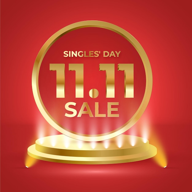 Vector realistic singles day holiday sale illustration