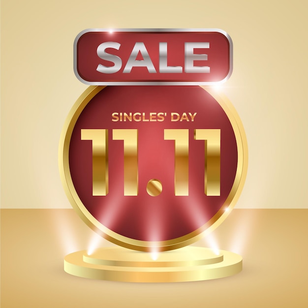 Vector realistic singles day holiday sales illustration