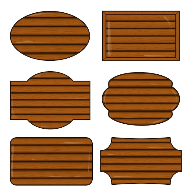 Realistic six wood signs collection vector