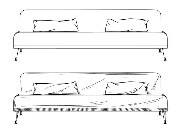 Vector realistic sketch of sofas  on white background.  illustration