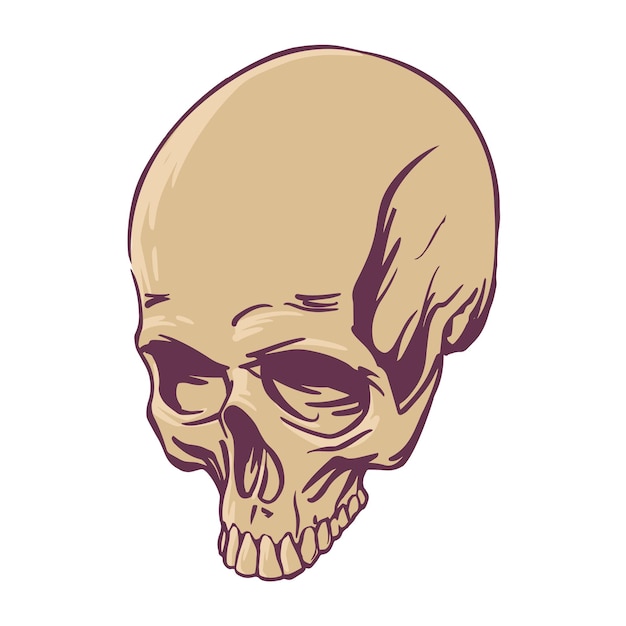 문신 공포 디자인을 위해 그려진 현실적인 두개골 죽음의 상징 벡터 그림