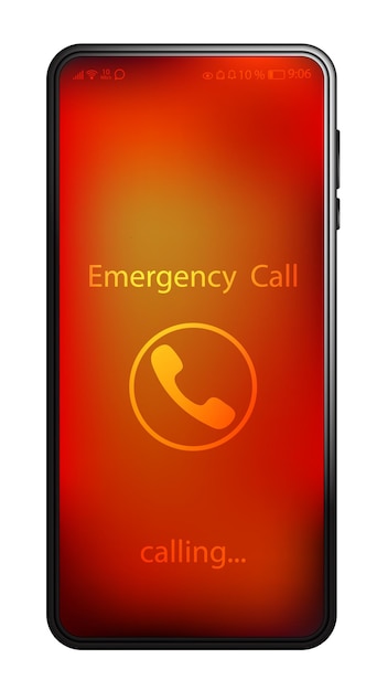 realistic smartphone calling 911 number rescue service ambulance police fire department human actions in emergency situation realistic vector on white background