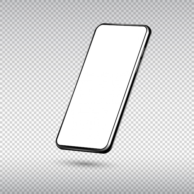 Realistic smartphone isolated on transparent background.