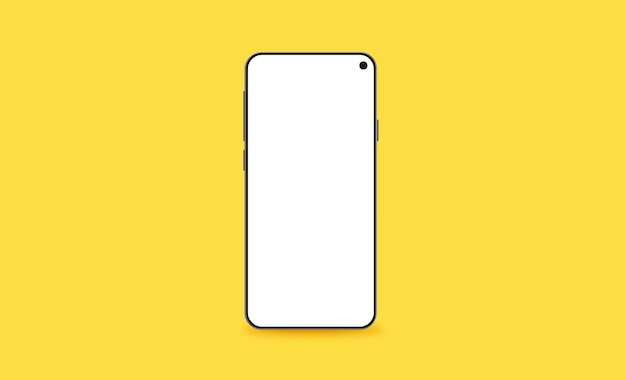 Realistic smartphone mockup isolated on yellow background