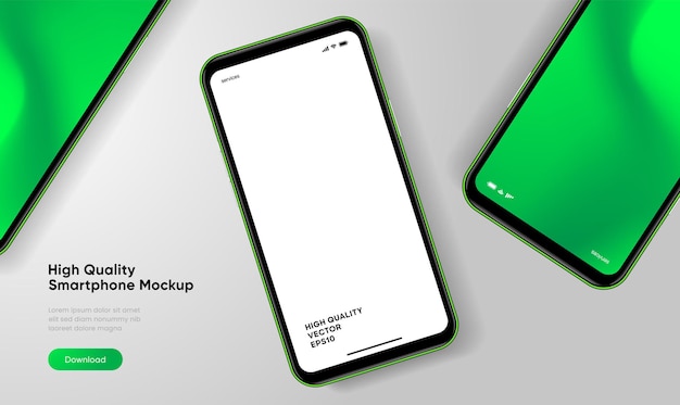 Реалистичный макет смартфона Вектор мобильного телефона с изолированным на белом фоне Передняя часть устройства