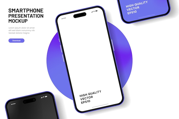 realistic smartphone mockup mobile phone vector with isolated on white background device front