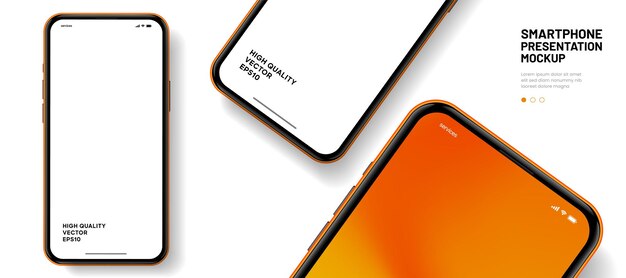 リアルなスマートフォンのモックアップ 携帯電話のベクトル 白い背景に隔離されたデバイスフロント