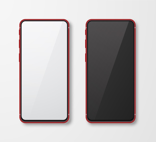 Set smartphone realistico. display del telefono cellulare. illustrazione del modello 3d.