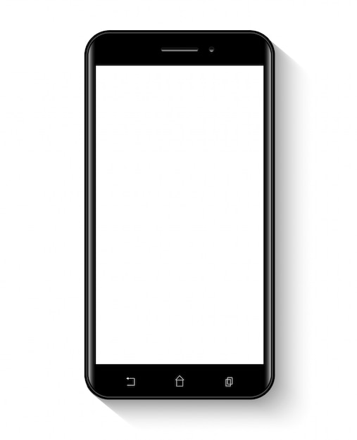空の白い画面の図で現実的なスマートフォン