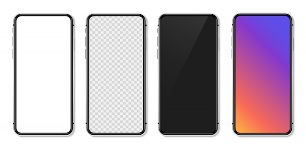 Realistic smartphone with empty white screen.  illustration