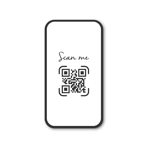 Vettore smartphone realistico con scanner di codici qr scan me