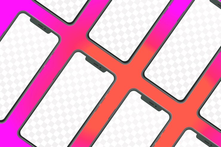 Vector realistic smartphones mockup grid design