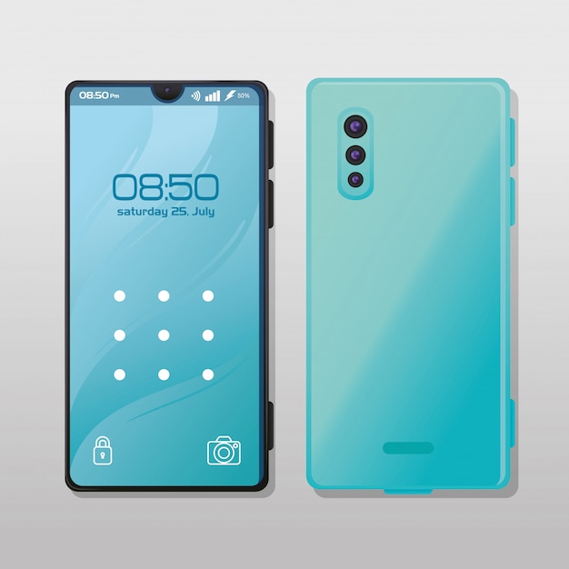 Mockup di smartphone realistico con blocco del modello sullo schermo