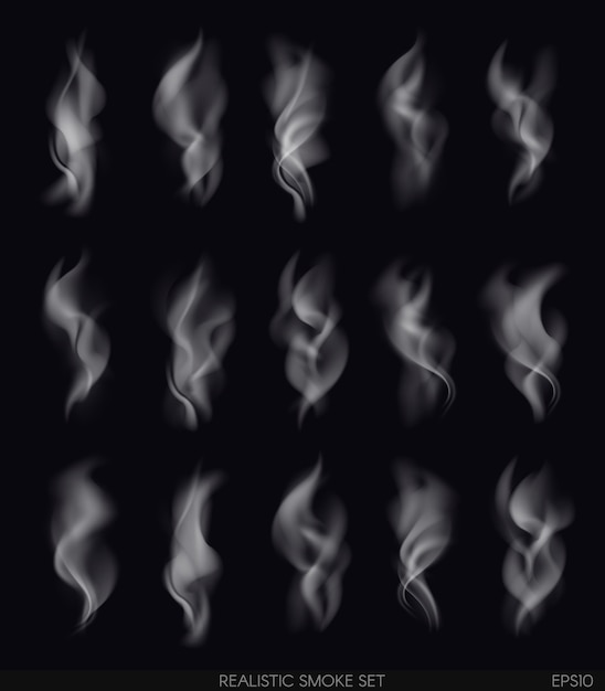 Vector realistic smoke set on dark