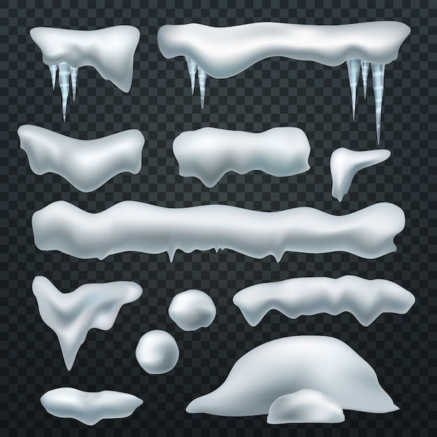 Vector realistic snow caps.