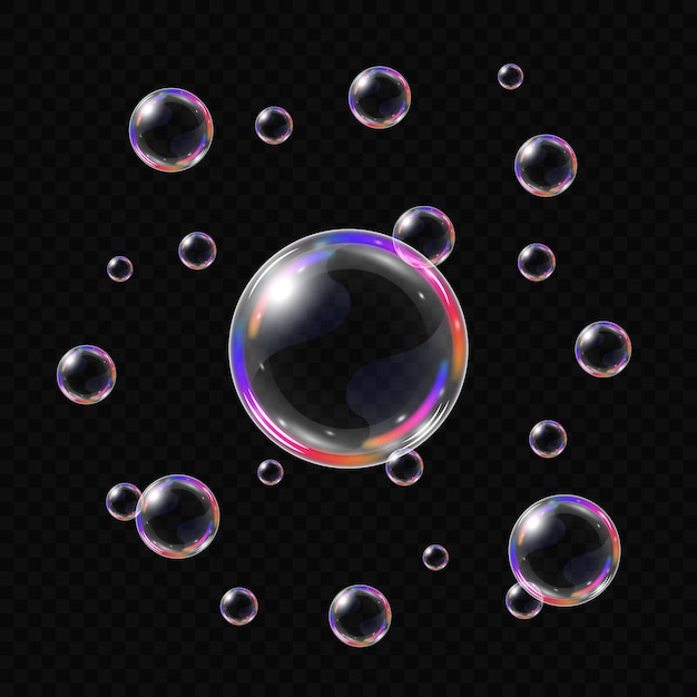 Vector realistic soap bubbles isolated